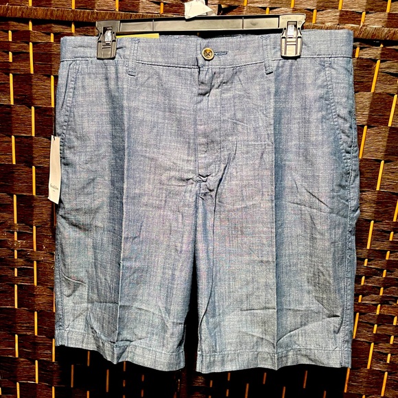 Men's 9" Slim Fit Flat Front Chino Shorts - Goodfellow & Co Calm Blue 32 *L05 - Picture 2 of 7